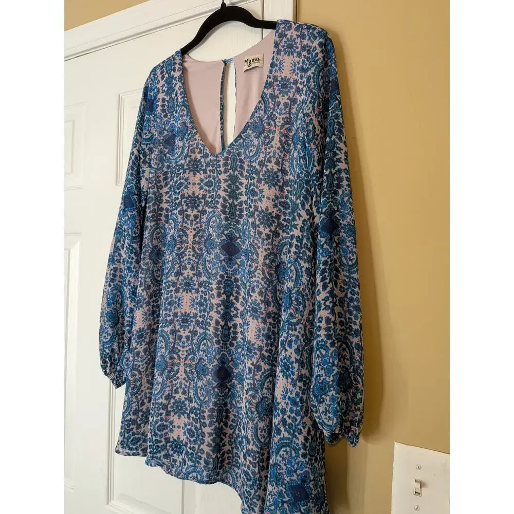 Show Me Your Mumu Donna Michelle Santorini Splash Tunic Mini Dress Size Medium - Picture 5 of 9